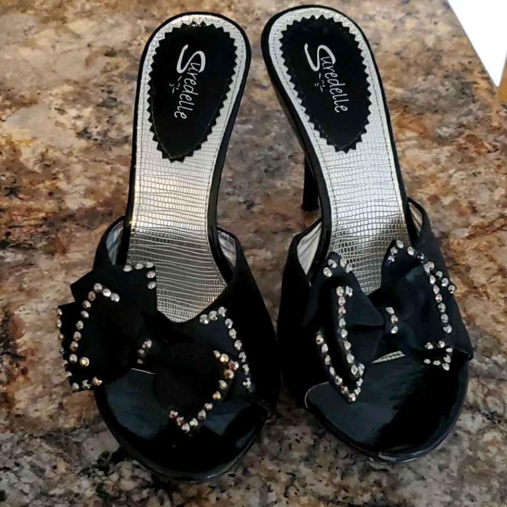 Sandals black with rhinestones